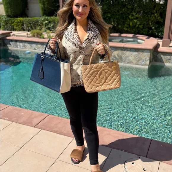 Chanel Beige Quilted Tote Bag - Picture 2 of 3